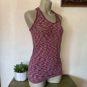 Athleta Marled Purple Maroon Ruched Tank Top